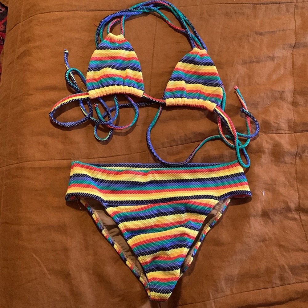 Montce Rainbow Striped Bikini Small
